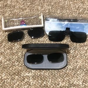 3 pairs clip on sunglasses